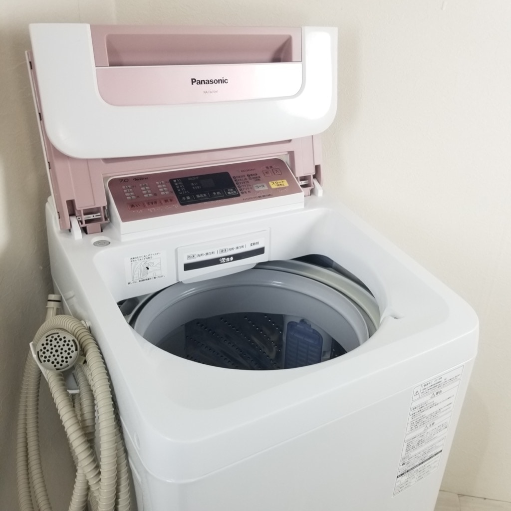 ピンクカラー、パナソニック7kg全自動、洗濯機、風呂水ホース付き ピンクカラー、パナソニック7kg全自動、洗濯機、風呂水ホース付き