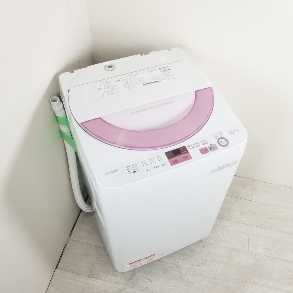シャープ 洗濯機 6kg 2017年 ES-GE6A 中古 ピンク色 シャープ 洗濯機 6kg 2017年 ES-GE6A 中古 ピンク色