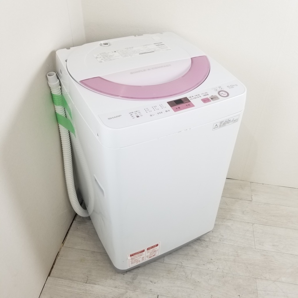 中古 シャープ 6.0kg 全自動洗濯機 送風乾燥 ES-GE6A-P 2017年製 