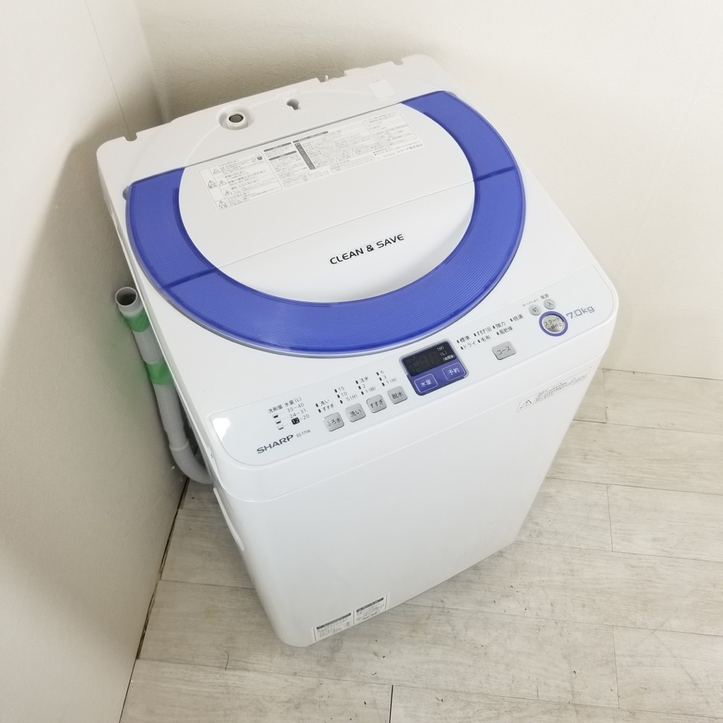 中古 7.0kg 全自動洗濯機 シャープ ES-T706-A 2013年製 簡易乾燥機能で 