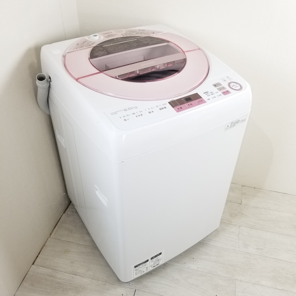 ☆中古 激安！！ SHARP　全自動電気洗濯機　8kg　ES-GV8A-P　2017年製　￥25,800！！2月キャンペイン中 中古 8.0kg 送風乾燥 全自動洗濯機 シャープ ES-GV8A-P 2017年製造