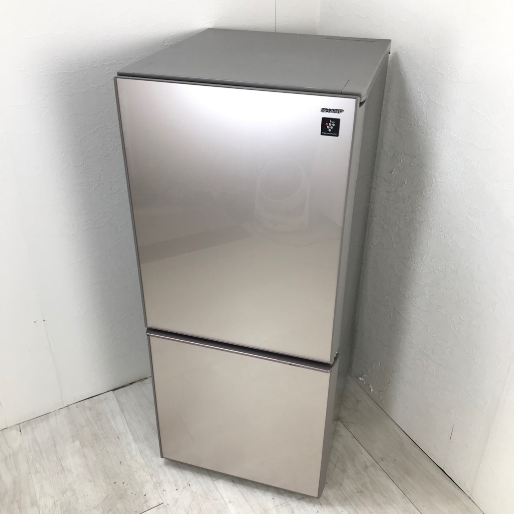 中古 137L ガラスドア 2ドア冷蔵庫 シャープ SJ-GD14D-C 2017年製 