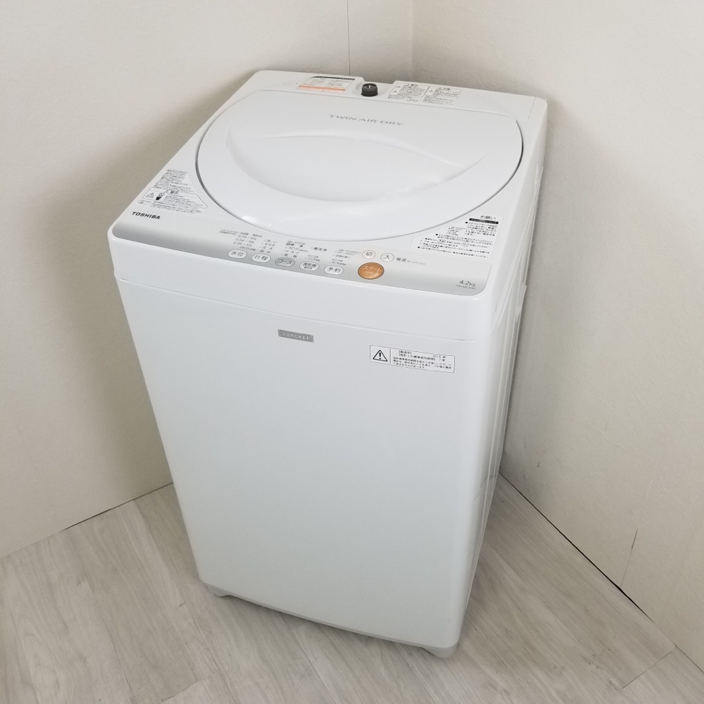 中古 洗濯機 4.2kg 送風乾燥機能 東芝 AW-4SC2-W 2015年製