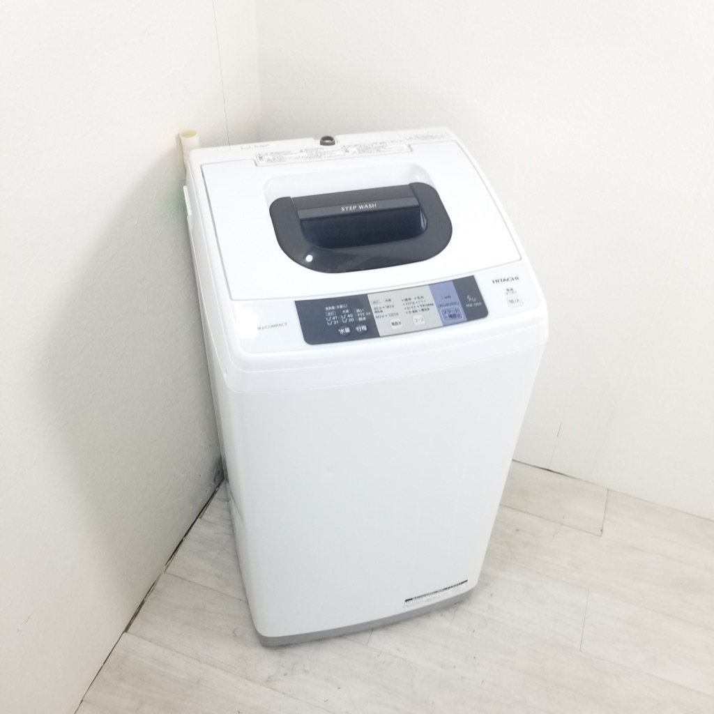 中古 5.0kg 簡易乾燥機能付 全自動洗濯機 ピュアホワイト 日立 NW-50A