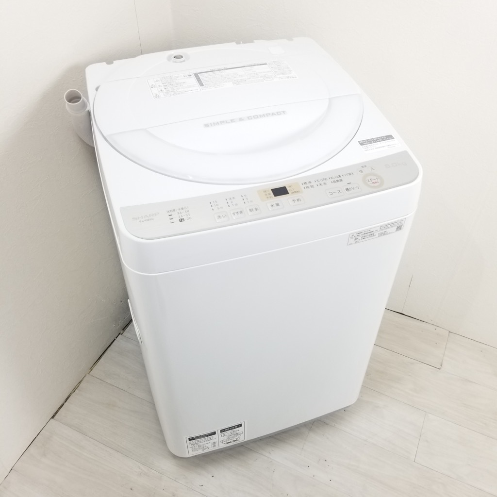 中古 6.0kg 全自動洗濯機 シャープ プラズマクラスター 2018年