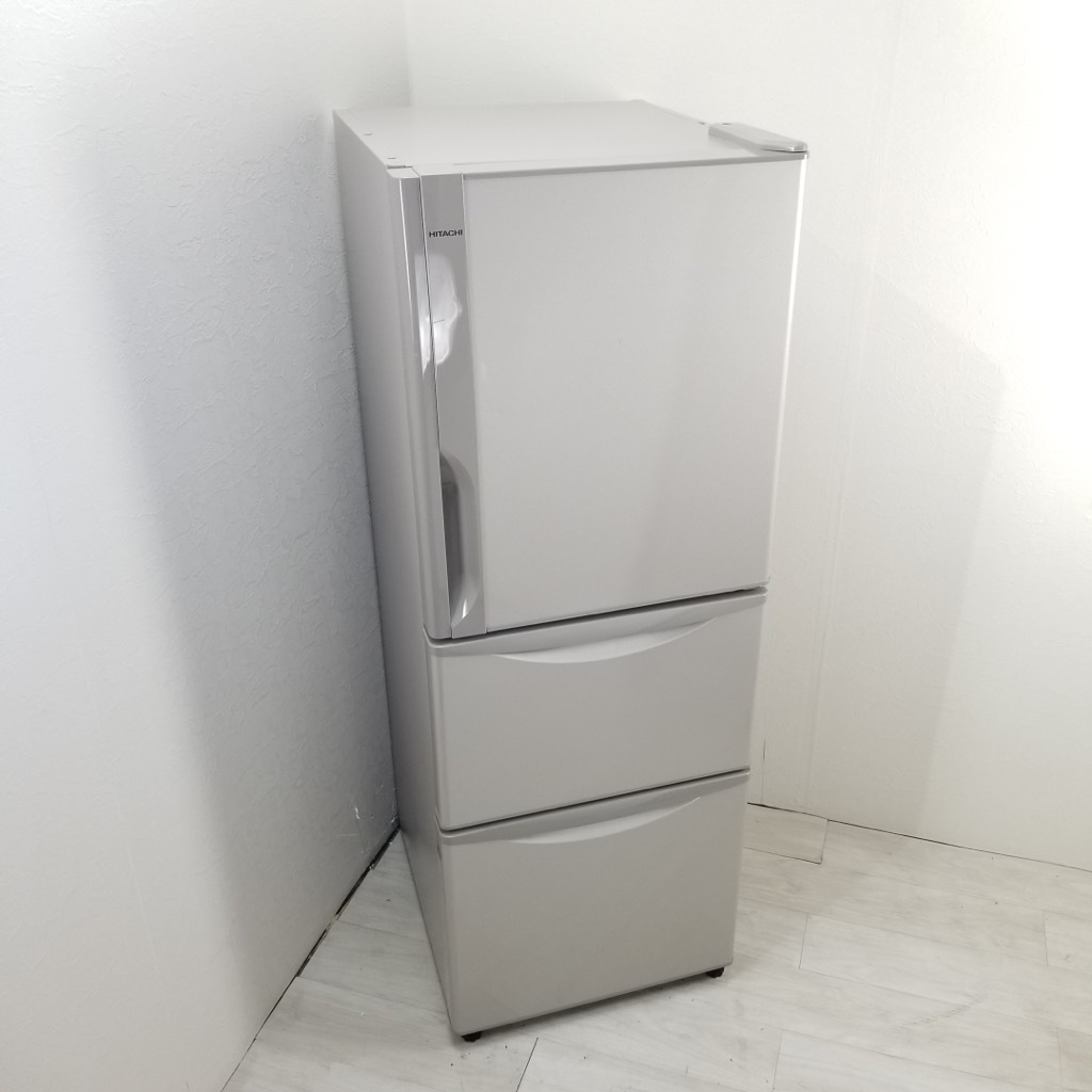 中古 265L 3ドア冷蔵庫 日立 R-27FV 2015年製 ライトブラウン 右開き 
