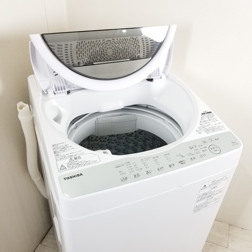 中古 風乾燥 全自動洗濯機 東芝 6.0kg AW-6G6 2018年製 グランホワイト