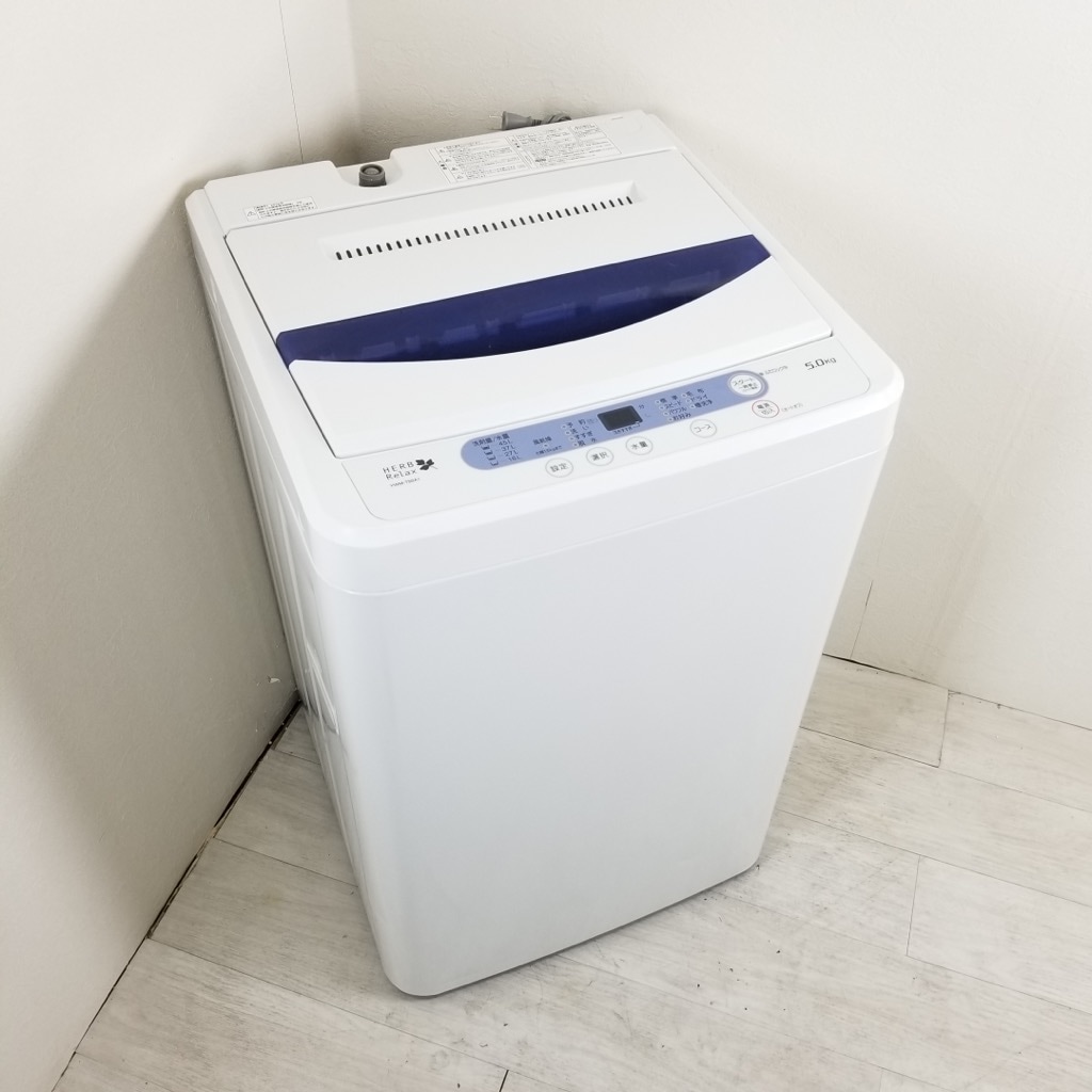 中古 5.0kg 全自動洗濯機 YWM-T50A1 ヤマダ電機 ブルー 2016年