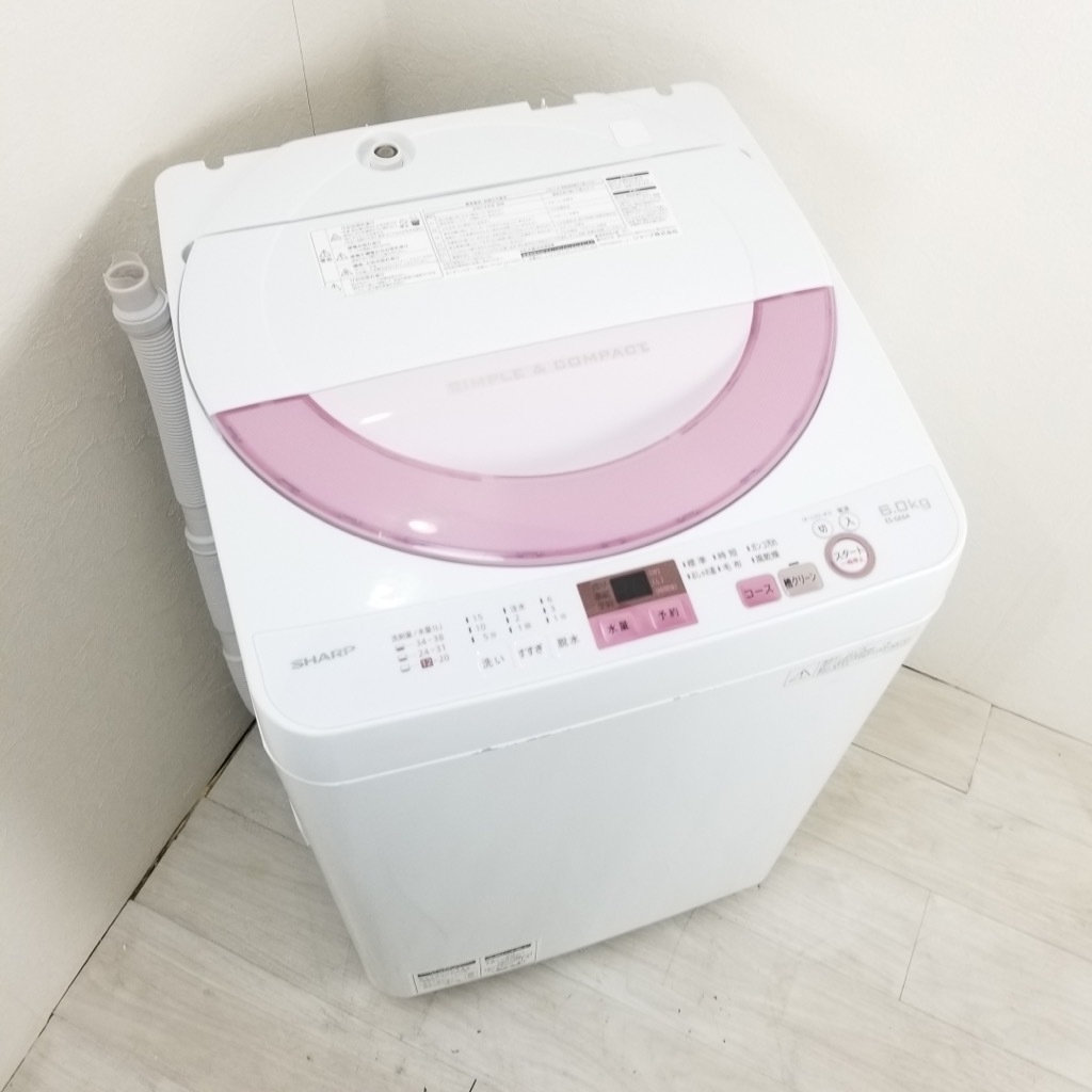 【中古】シャープ 全自動洗濯機 ES-GE6A-P 洗濯容量6kg 中古 シャープ 6.0kg 全自動洗濯機 送風乾燥 ES-GE6A-P 2017年製