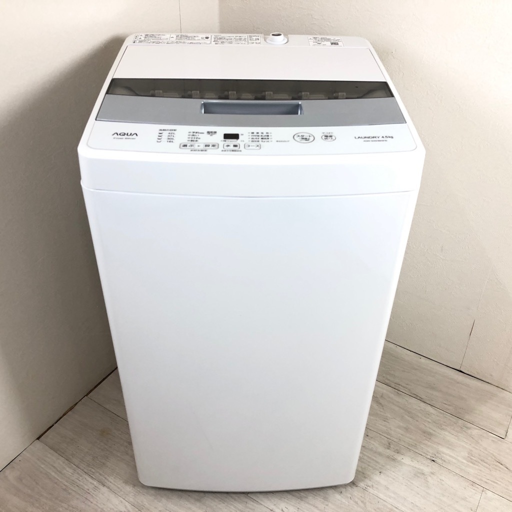 中古 高年式 4.5kg 全自動洗濯機 ハイアール アクア AQW-S45HBK 2020年 