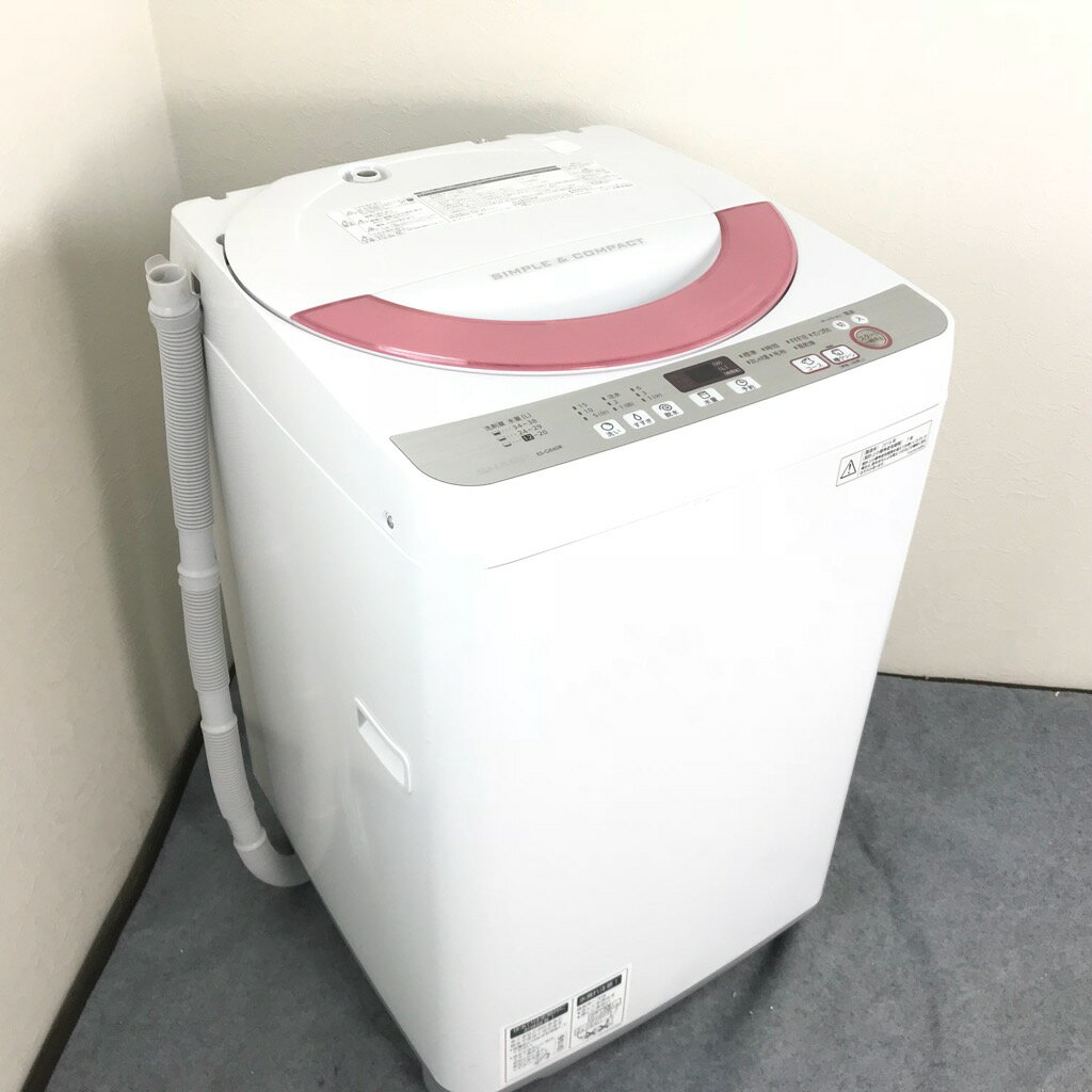 6ヶ月保証付 6.0kg 槽洗浄機能 全自動洗濯機 シャープ ES-GE60R-P