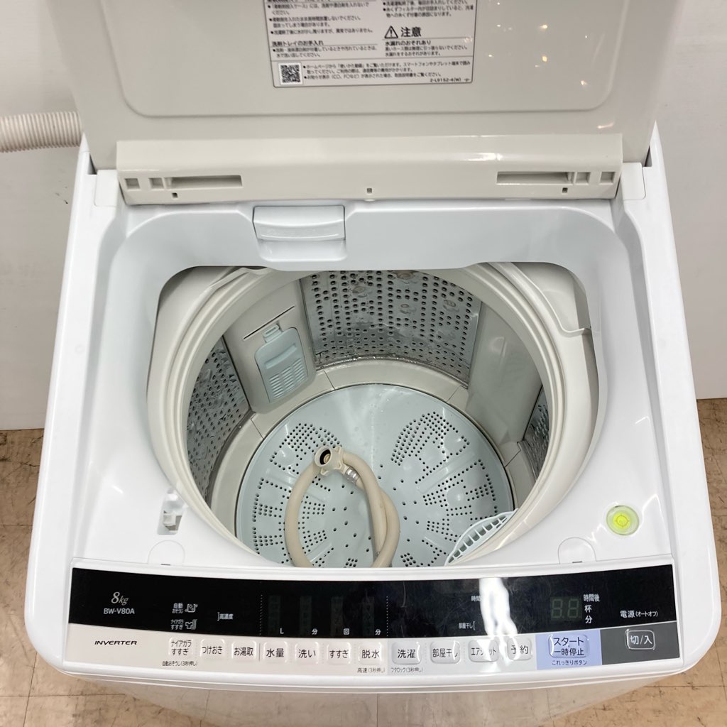 ◆HITACHI/日立◆全自動洗濯機　ビートウォッシュ　BW-V80A　8Kg　2017年製　動作確認済み　USED　USED 日立（HITACHI） 中古 8.0kg 全自動洗濯機 送風乾燥機能 ビート