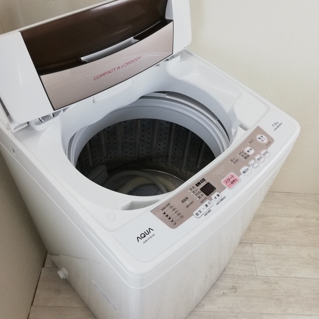中古 7.0kg 送風乾燥機能付き 全自動洗濯機 ハイアール アクア 2015年 