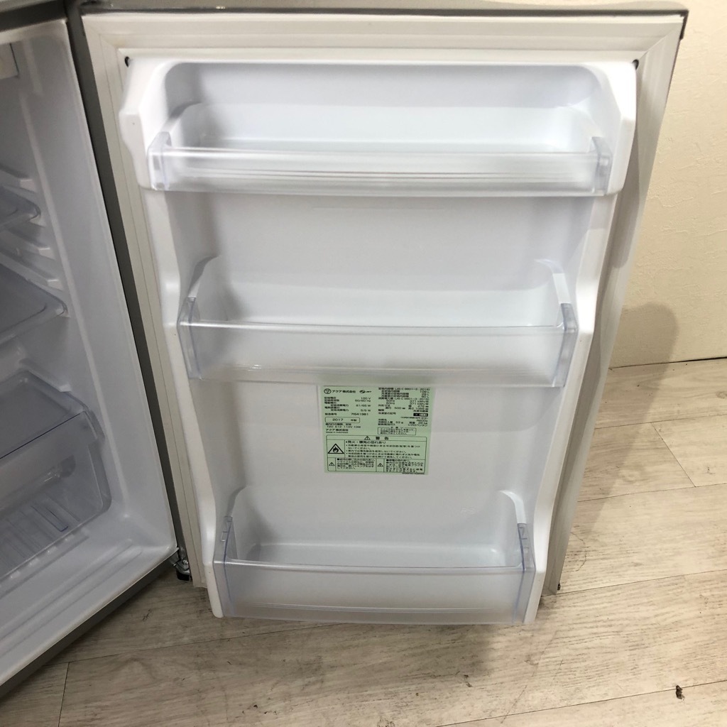 中古 109L 2ドア冷蔵庫 ハイアール アクア シルバー 2016年～2017年製 