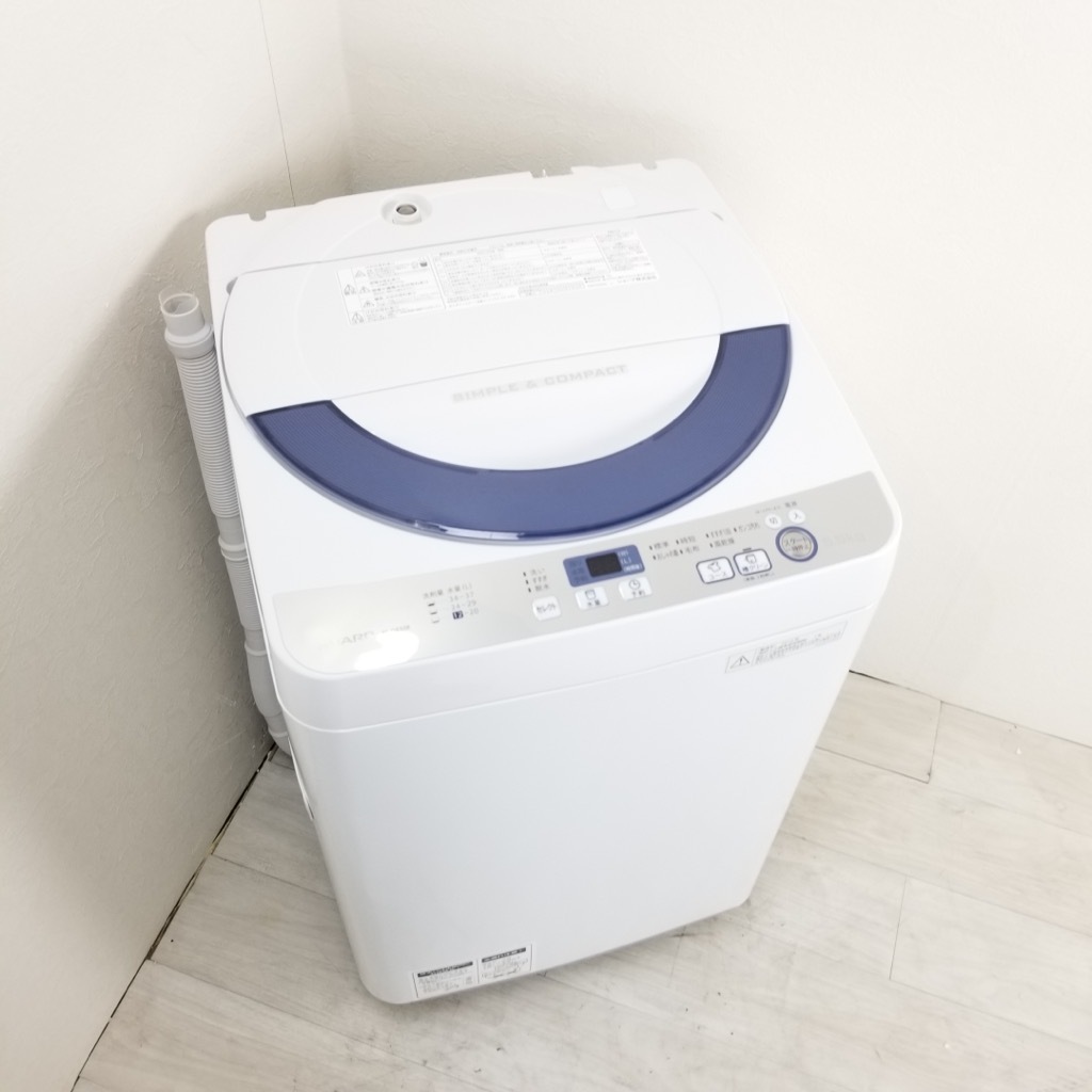 中古 洗濯機 シャープ 5.5kg 全自動 ブルー ES-GE55R-H 2016年製