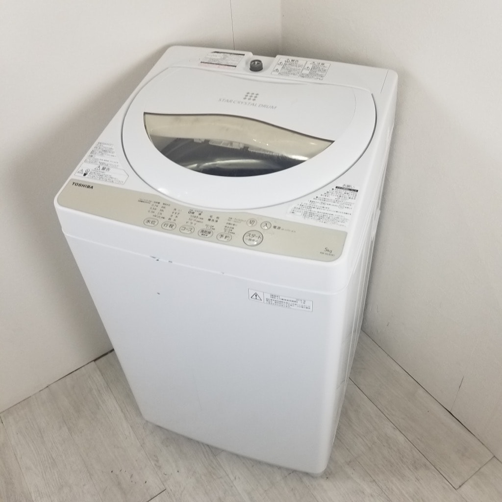 中古 全自動洗濯機 5.0kg 東芝 送風乾燥 AW-5G3 2016年製 単身用