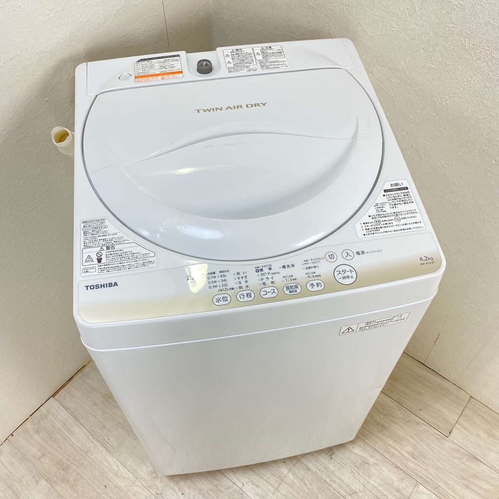 中古 全自動洗濯機 4.2kg 東芝 AW-4S2-W 2015年製 グランホワイト