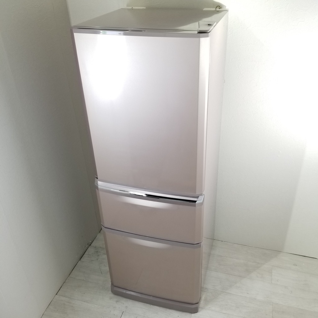 中古 店舗近郊送料格安 335L 3ドア冷蔵庫 三菱 MR-C34W-P 2013年製 右