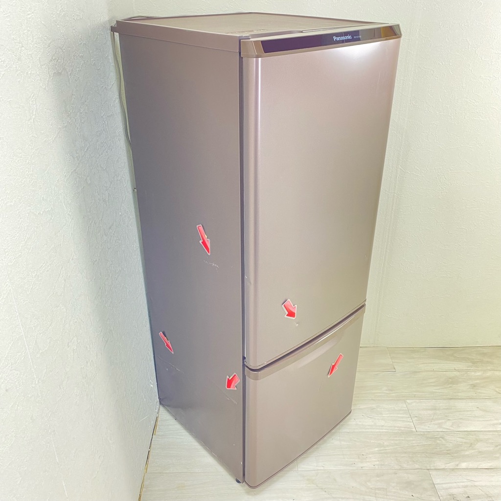 中古 パナソニック 168L 2ドア冷蔵庫 自動霜取りファン式 NR-B17AW-T 