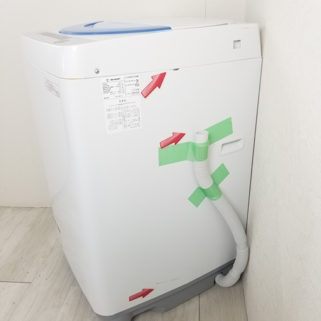 中古 5.5kg 全自動洗濯機 風乾燥 シャープ ES-GE55P-A ブルー系 2015年 