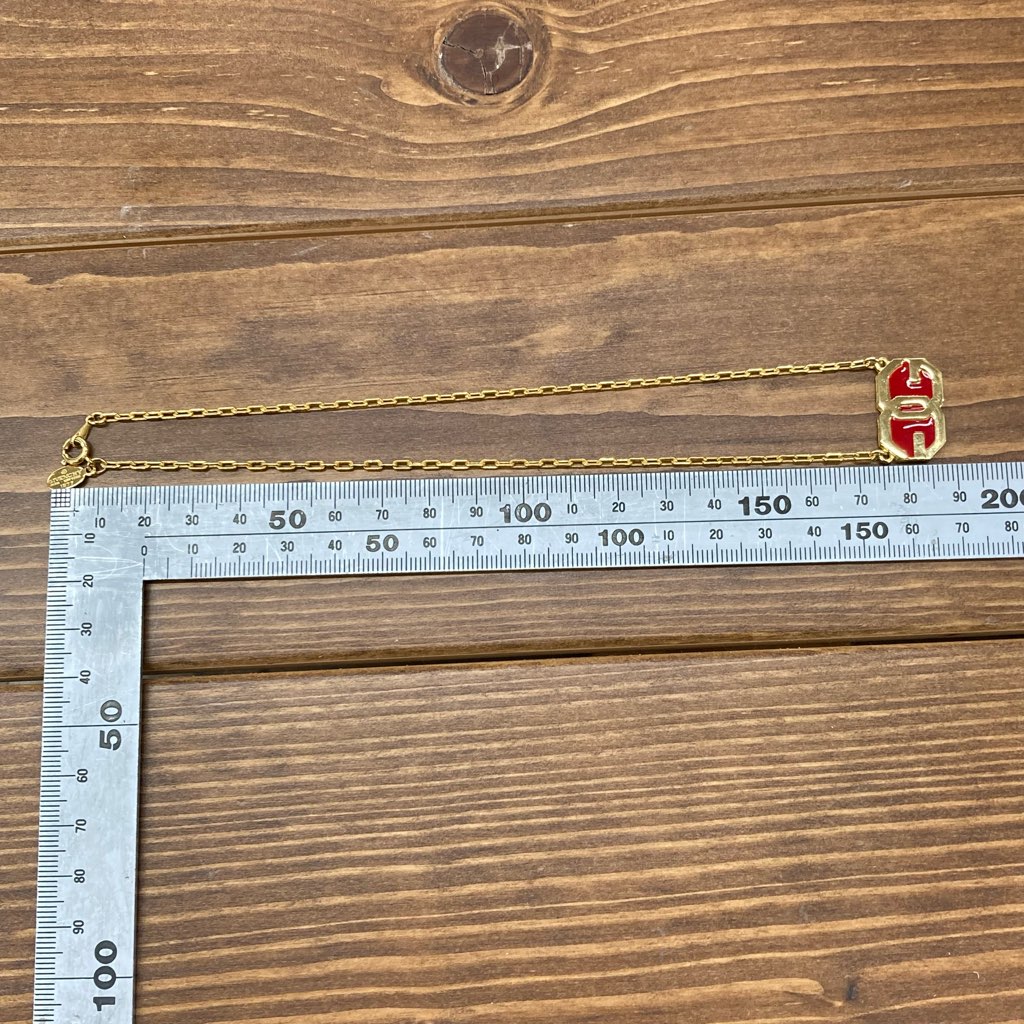 中古 GIVENCHY 1977 ロゴネックレス ゴールド×レッド 中古 GIVENCHY 1977 ロゴネックレス ゴールド×レッド