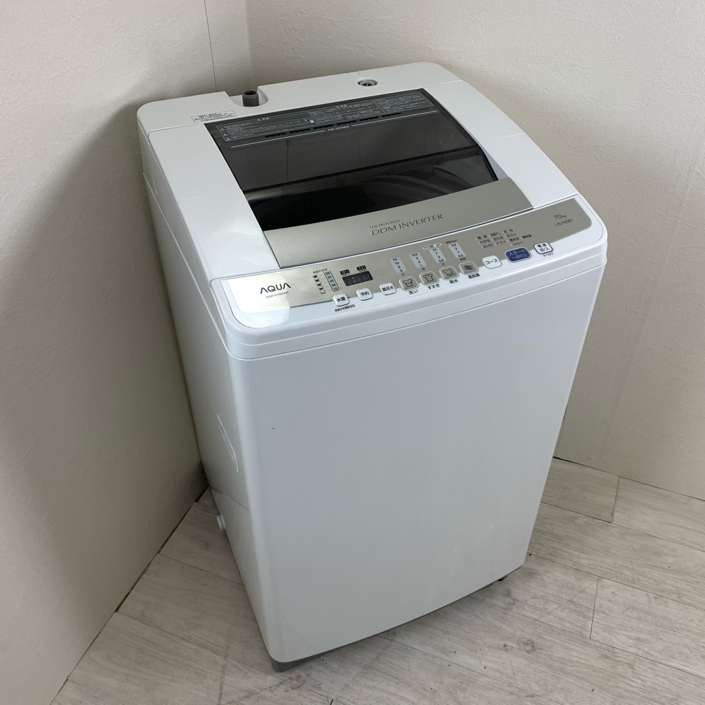 中古 7.0kg 全自動洗濯機 ハイアール アクア AQW-V700D 2015年製 送風