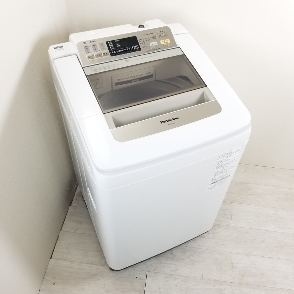 中古 8.0kg 送風乾燥機能付 全自動洗濯機 パナソニック シャンパン 