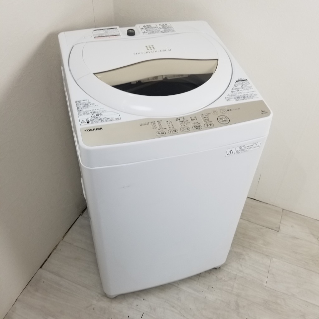 中古 全自動洗濯機 5.0kg 東芝 送風乾燥 AW-5G3 2016年製 単身用 