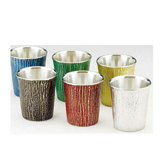 大阪錫器 ぐい呑み 松風 55ml 朱（mat-r）