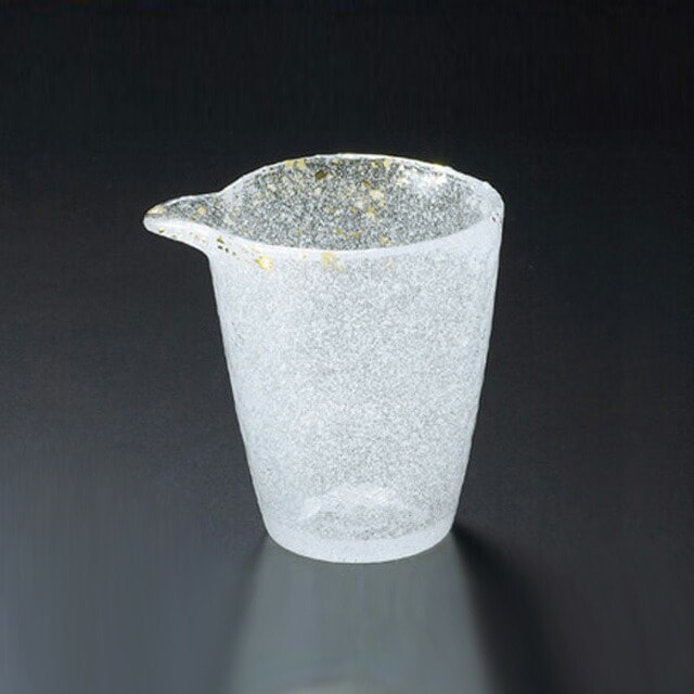 片口酒器 6個 江戸硝子 金彩淡雪 吉谷硝子（YO-304）