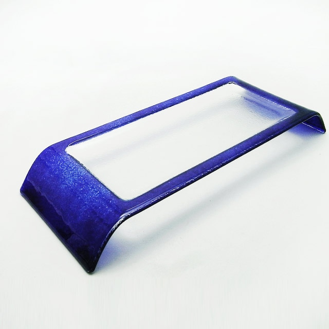 ブリッジプレート 32cm コバルト 吉沼硝子（17-603C）