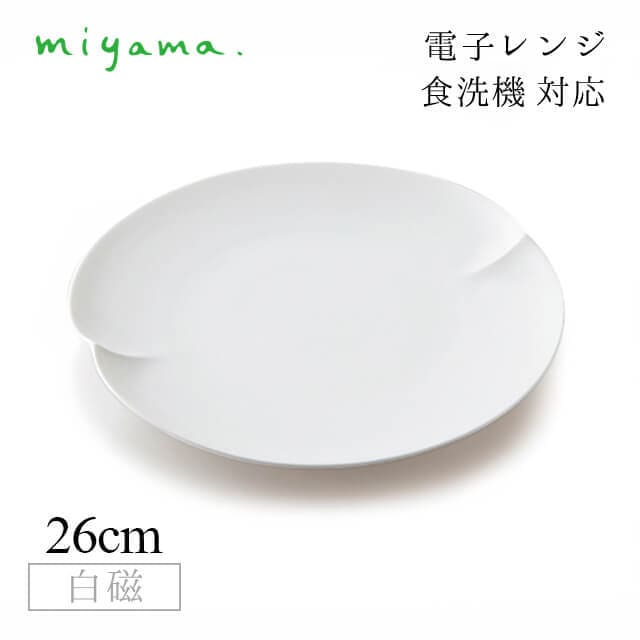 食器皿 26cm プレート 2枚セット 蔡 sai 白磁 深山陶器 miyama（06-005-101）