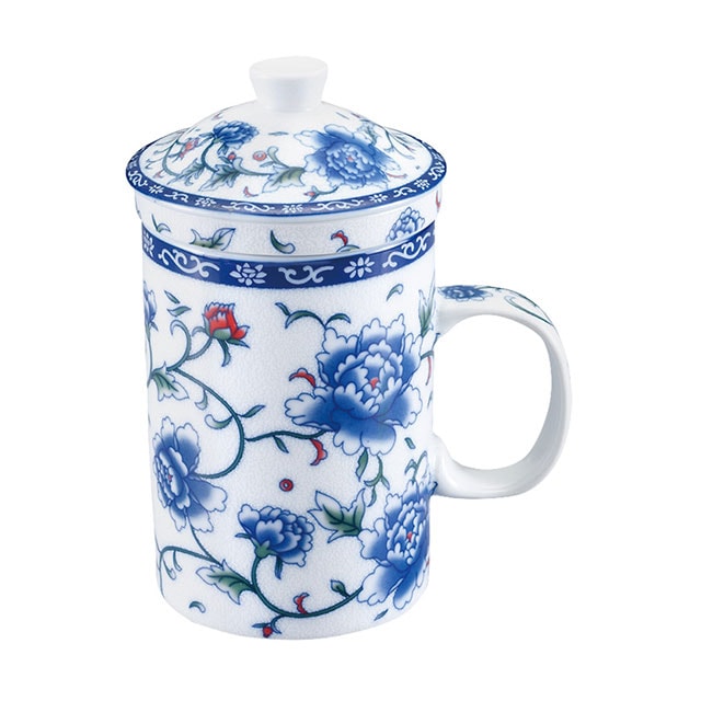 中国茶マグストレーナー付 71075 白花 320cc（468202）07-0319-0601