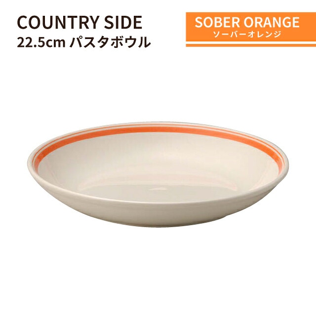 カントリーサイド 22.5cm パスタボール ソーバーオレンジ 3枚セット KOYO 光洋陶器（10725012）