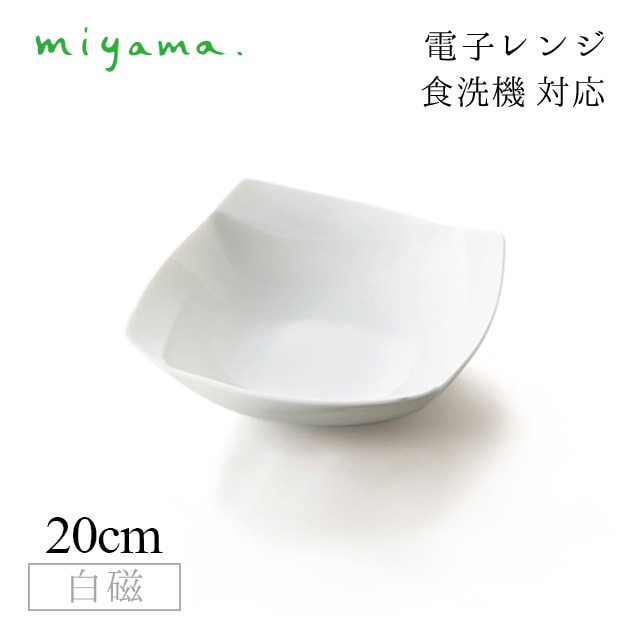 ボウル 20cm 2枚セット オビ Obi 白磁 深山陶器 miyama（03-036-101）