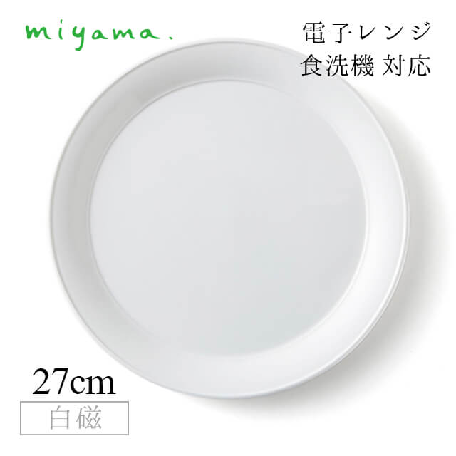 食器皿 27cm ディナープレート 2枚セット プル― plue 白磁 深山陶器 miyama（07-004-101）