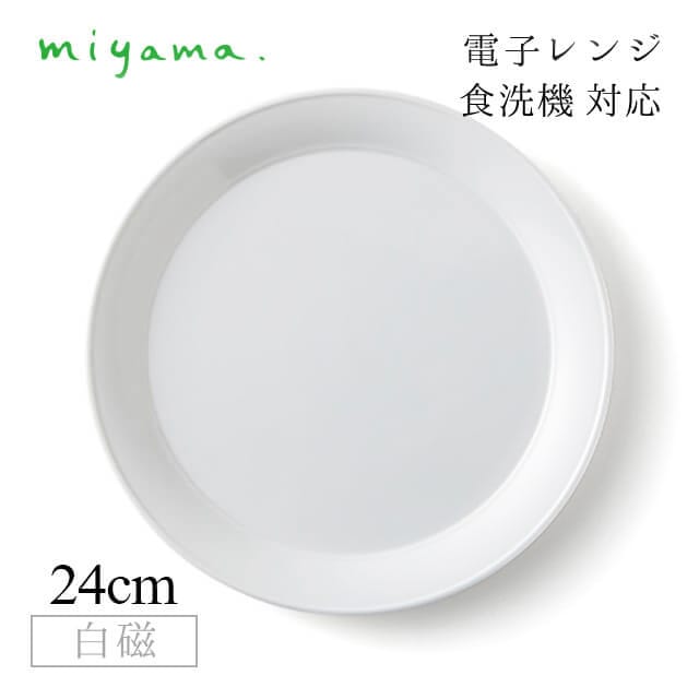 食器皿 24cm ミートプレート 3枚セット プル― plue 白磁 深山陶器 miyama（07-006-101）