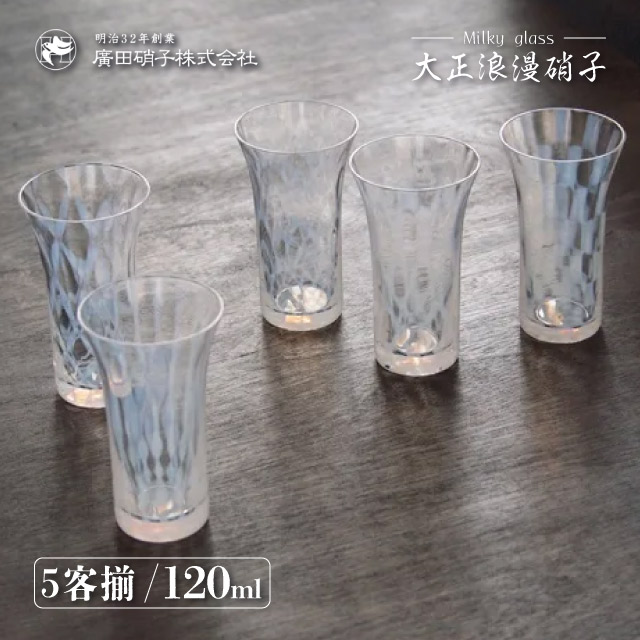 一口ビール 五客揃 120ml 大正浪漫 廣田硝子（TR-5000）