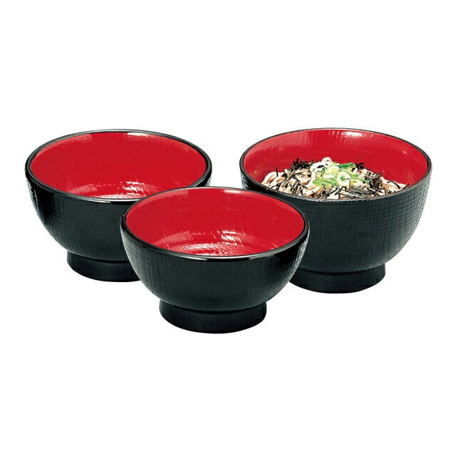長寿木目丼 黒内朱 大 3個セット（21080100）8-222-3