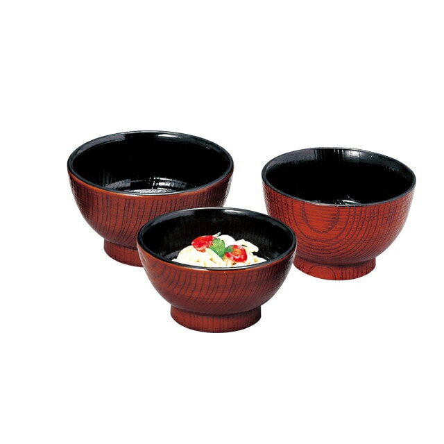 長寿木目丼 栃塗 大 3個セット（21080120）8-222-6