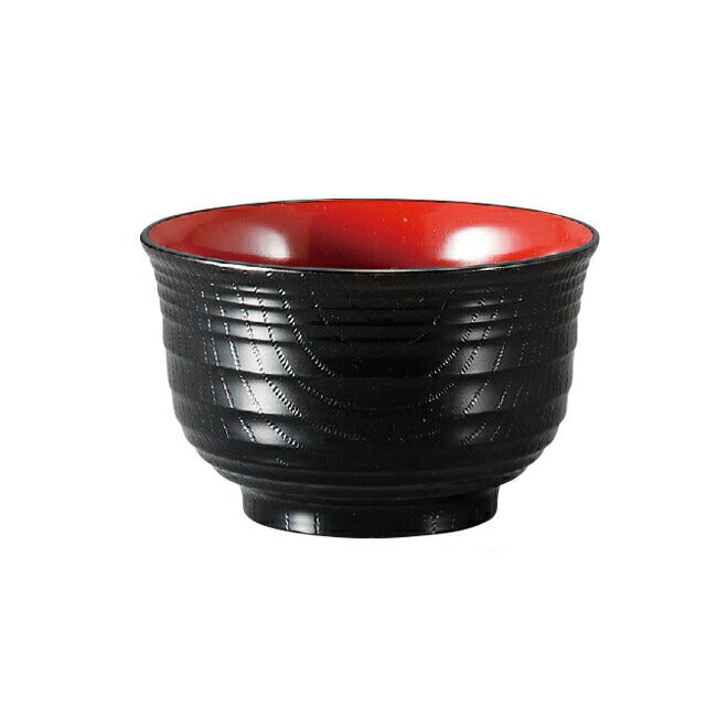 13.6cm 超耐熱千段汁椀 黒内朱 3個セット（30003430）8-224-2