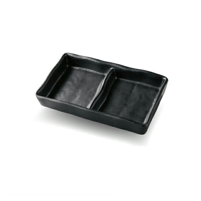 13.1cm ひねり二ツ切皿 黒マット 5枚セット（51025430）8-353-14