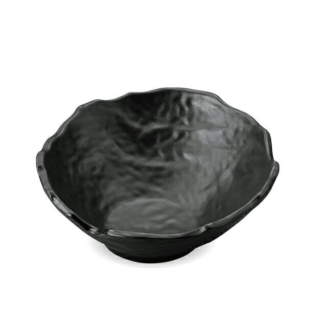23ｃｍ 手びねり斜ちぎり丸鉢 黒マット 3個セット（75006290）8-343-5