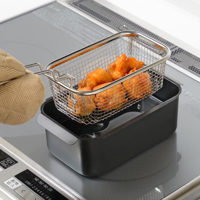 揚げ物ざる 角型 片手 ステンレス製 ポコフリット 和平フレイズ（RG-0561） [KU] 4903779605611