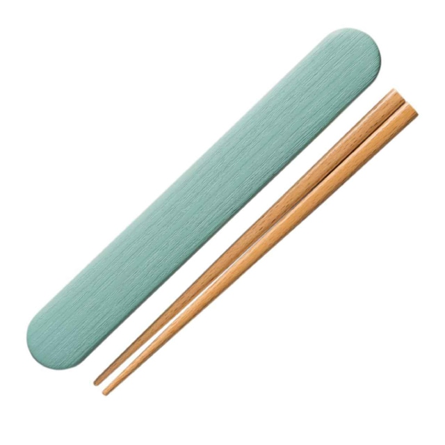 箸箱セット 箸 18cm ブルー 木製 お米がくっつきにくい弁当箱 木目 正和 [KU] 4930689795477