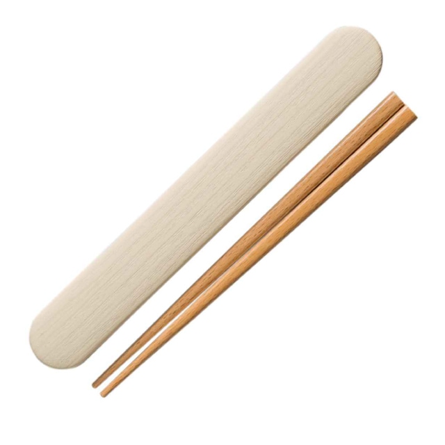 箸箱セット 箸 18cm ホワイト 木製 お米がくっつきにくい弁当箱 木目 正和 [KU] 4930689795491