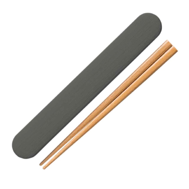 箸箱セット 箸 18cm チャコール 木製 お米がくっつきにくい弁当箱 木目 正和 [KU] 4930689795507