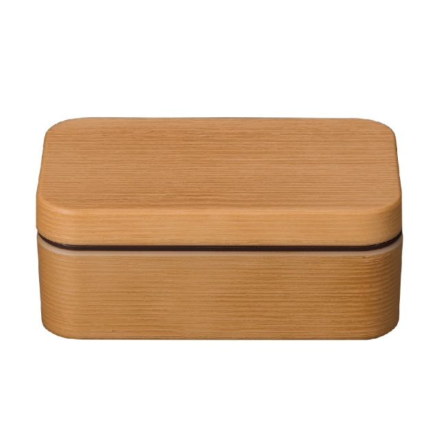 弁当箱 1段 600ml ナチュラル お米がくっつきにくい弁当箱 木目長角弁当 正和 [KU] 4930689797174