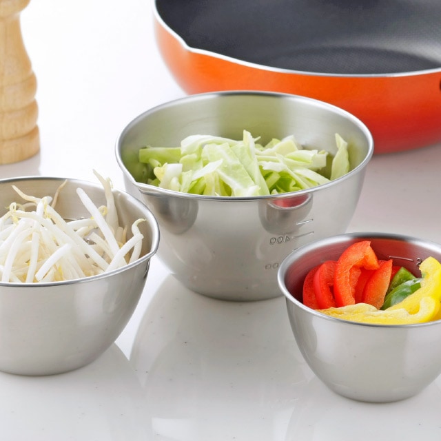 ボール 口出し目盛付ボール 3点セット ステンレス製 日本製 下村企販 [KU] 4957423046275