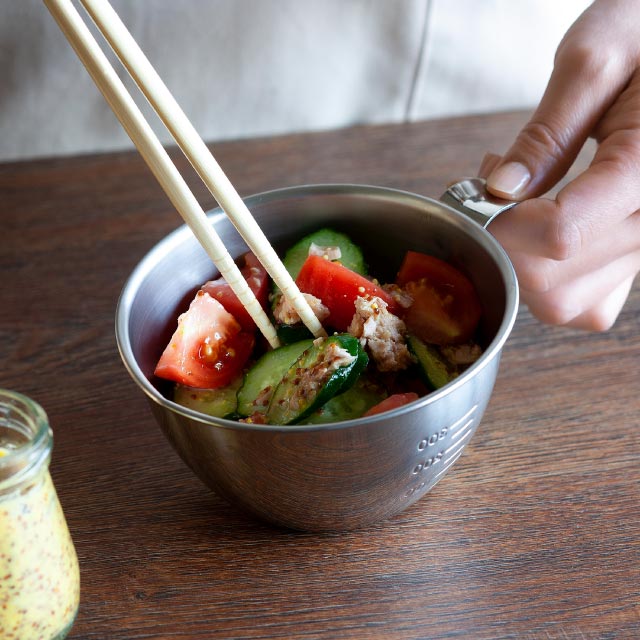 ボウル 持ち手つき 11cm しっかりもてる下ごしらえボール ステンレス製 日本製 下村企販 [KU] 4957423087995